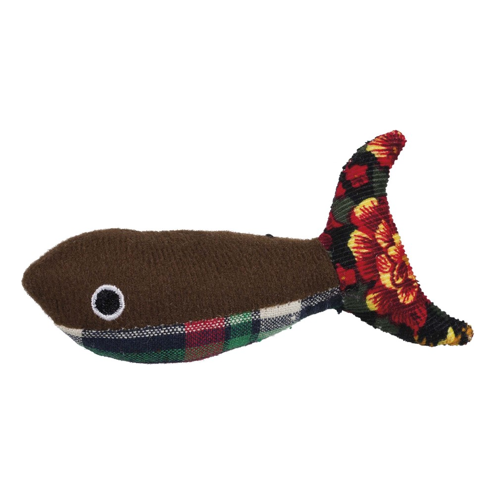 Kattleksak mus/fisk, plysch/tyg, 9-12 cm