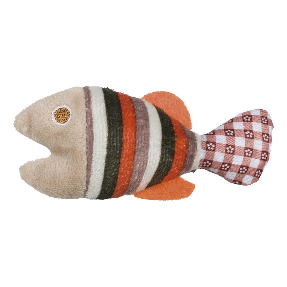 Kattleksak mus/fisk, plysch/tyg, 9-12 cm