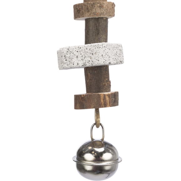 Fågelleksak, trä med lavasten, 16 cm