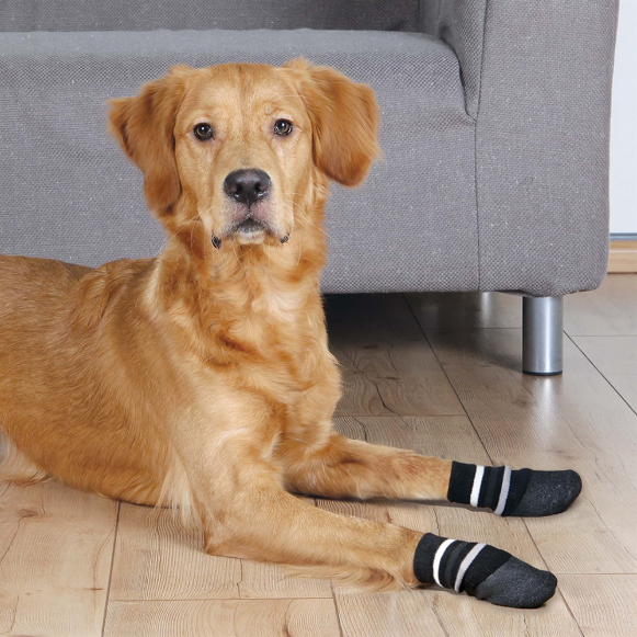 Trixie Hundsockar Gummerad Svart 2-pack L